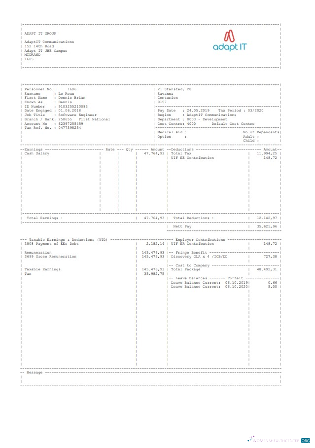 Download Adapt ID Group Paystub Photoshop template